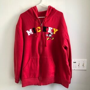 Disney Red Disneyland Mickey Zipper Hoodie Sweatshirt size Extra-Large